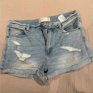 Abercrombie & Fitch Light Blue Distressed Jean Shorts